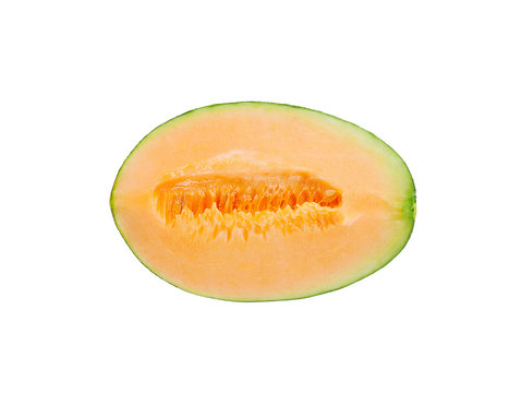 cantaloupe malons slices isolated on white background