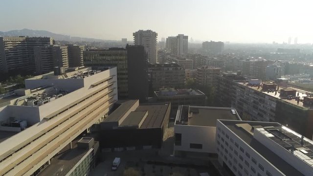 Aerial view in Barcelona during the coronavirus confinement. March 2020