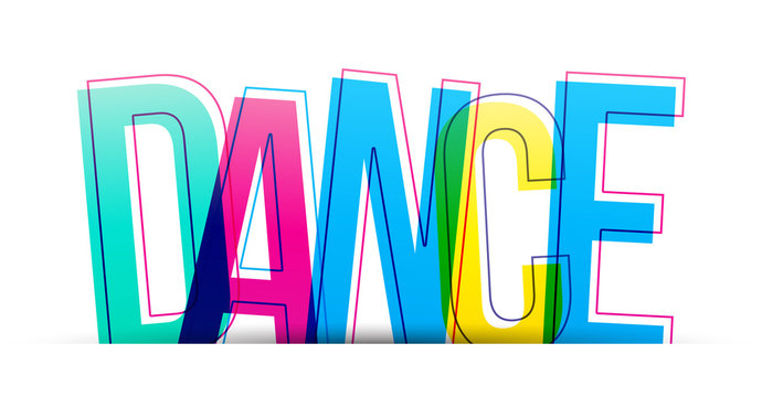 Dance colorful word vector isolated on a white background