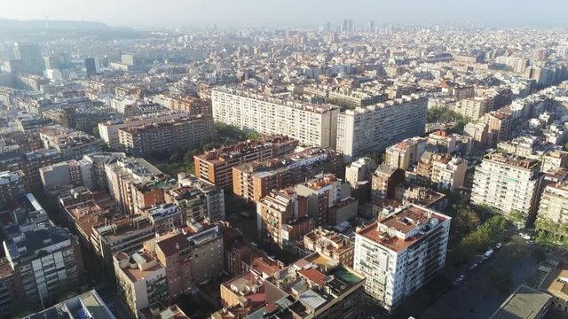 Aerial view in Barcelona during the coronavirus confinement. March 2020