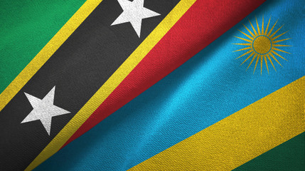 Saint Kitts and Nevis and Rwanda two flags textile cloth, fabric texture