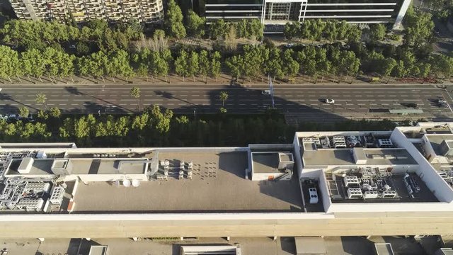 Aerial view in Barcelona during the coronavirus confinement. March 2020