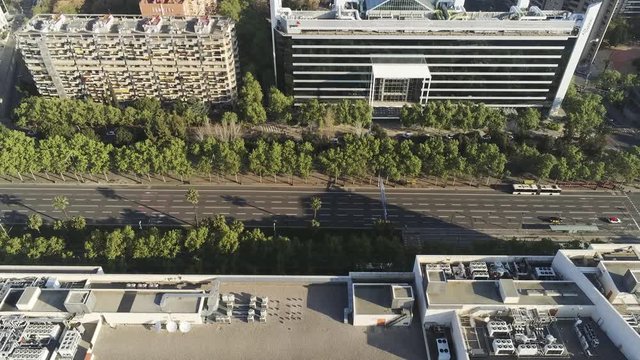 Aerial view in Barcelona during the coronavirus confinement. March 2020