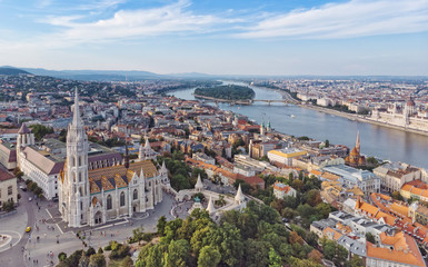 Budapest Matthias Church on Castle Hill aerial