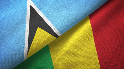 Saint Lucia and Mali two flags textile cloth, fabric texture