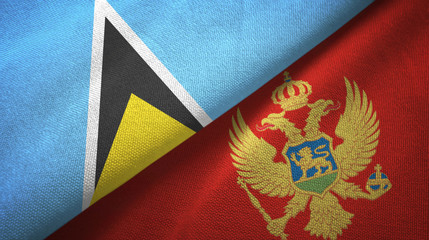 Saint Lucia and Montenegro two flags textile cloth, fabric texture