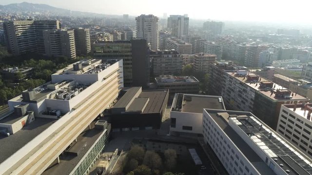 Aerial view in Barcelona during the coronavirus confinement. March 2020