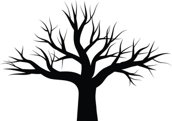 Black silhouette of tree on white background
