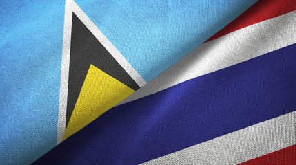 Saint Lucia and Thailand two flags textile cloth, fabric texture