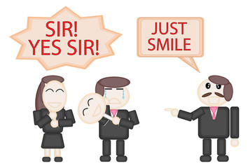 Business officer use mask of smile for order of boss Paper cut Design