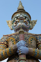 Fototapeta na wymiar Giant Yaksha Demon Statue guarding the Grand Place in Bangkok, Thailand