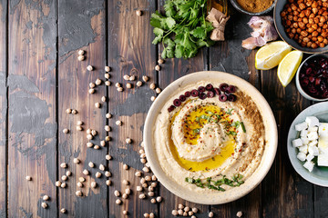 Hummus with olive oil and ground cumin