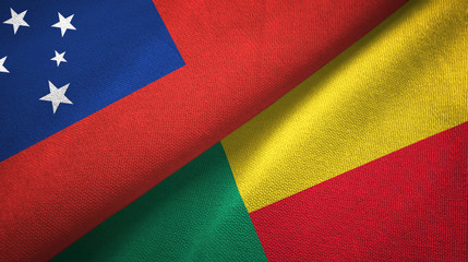 Samoa and Benin two flags textile cloth, fabric texture 