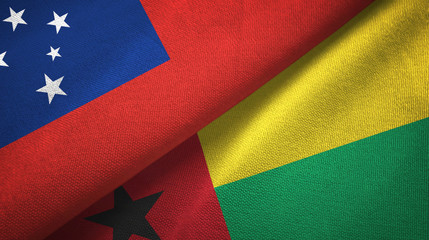 Fototapeta premium Samoa and Guinea-Bissau two flags textile cloth, fabric texture