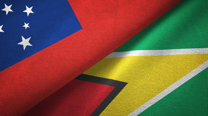 Samoa and Guyana two flags textile cloth, fabric texture