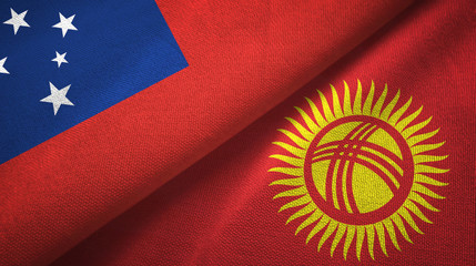 Samoa and Kyrgyzstan two flags textile cloth, fabric texture