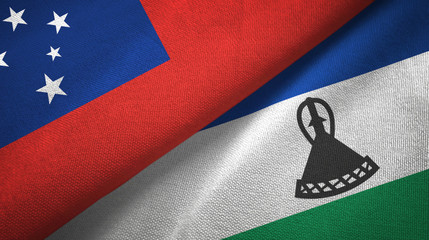 Samoa and Lesotho two flags textile cloth, fabric texture