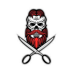 Skull Hair and Beard Scissors Mascot