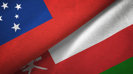 Samoa and Oman two flags textile cloth, fabric texture