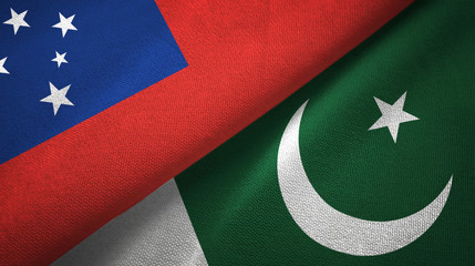 Samoa and Pakistan two flags textile cloth, fabric texture