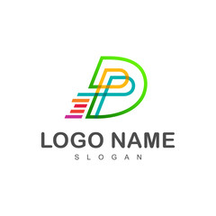 logo letter d, delivery express icon +  logo d with a colorful line