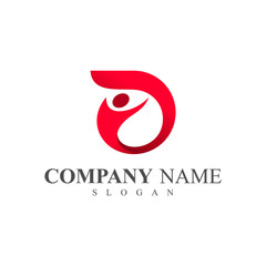 logo letter d, logo d with the person standing + human icon