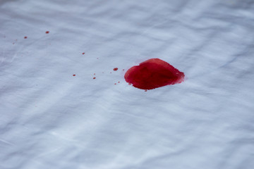 Drops of blood on a white cloth
