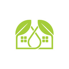 simple linked leaf home shape logo vector