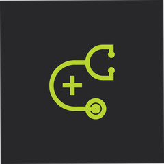 letter c stethoscope medical logo vector