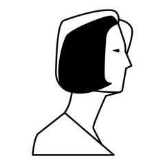 woman avatar cartoon character black and white