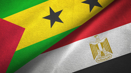 Fototapeta premium Sao Tome and Principe and Egypt two flags textile cloth