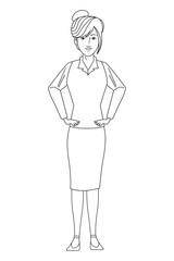 businesswoman avatar cartoon character black and white