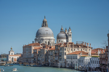 Fototapeta na wymiar Grand Canal and Basilica Santa Maria della Salute in Venice,march, 2019