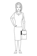 businesswoman avatar cartoon character black and white