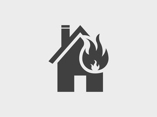 House burning fire, icon