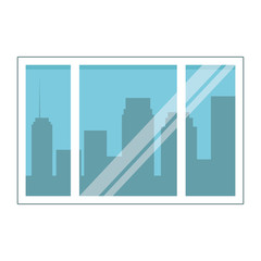 cityscape silhouette through the window