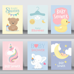 cute baby shower invitation. vector