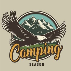 Vintage camping colorful logotype