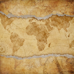 Vintage torn worn world map illustration © Andrey Kuzmin