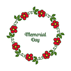 Vector illustration shape card memorial day with various beauty of red flower frames