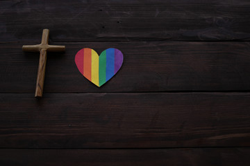 Cross and rainbow heart