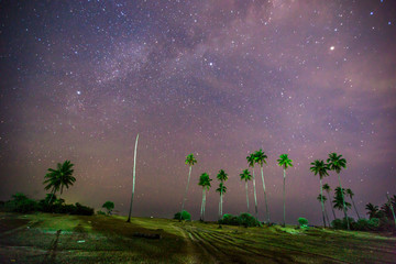 Fototapeta premium Abstract background of celestial stars, blurred wallpaper of the Milky Way at night, is a natural beauty. Seen during the time of the season 