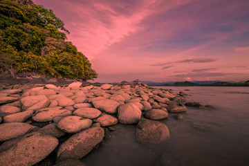 Natural close-up wallpaper of a seaside atmosphere, with a secret light, a beautiful twilight sky,...
