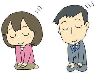 お辞儀　正座　男女