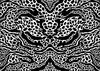 Abstract hybrid animal print between zebra stripes and cheetah spots. Animal skin vector illustration background. Wildlife fur skin design illustration for print, web, home decor, fashion, surface, gr © leavector