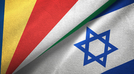 Seychelles and Israel two flags textile cloth, fabric texture