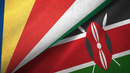 Seychelles and Kenya two flags textile cloth, fabric texture