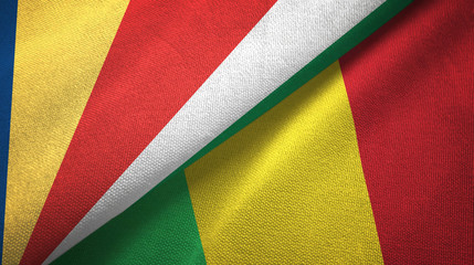 Seychelles and Mali two flags textile cloth, fabric texture