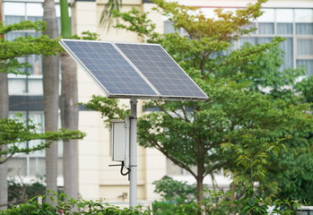 street lamp post with solar panel energy