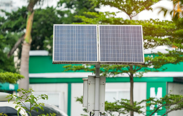 street lamp post with solar panel energy